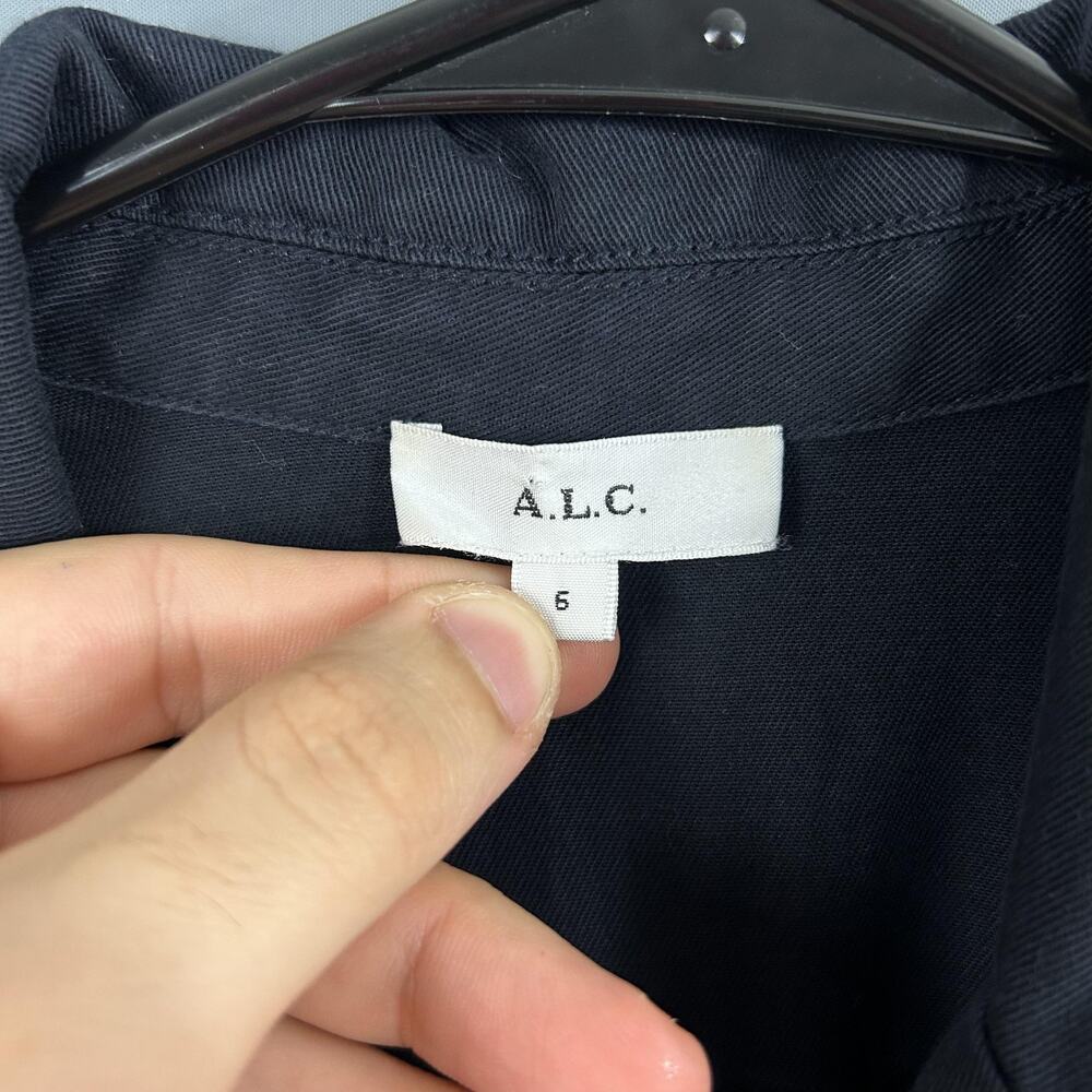 ALC Jumpsuit 6 Rivington Belted Twill Utility Wide Leg Cotton Blue Casual - Picture 7 of 16